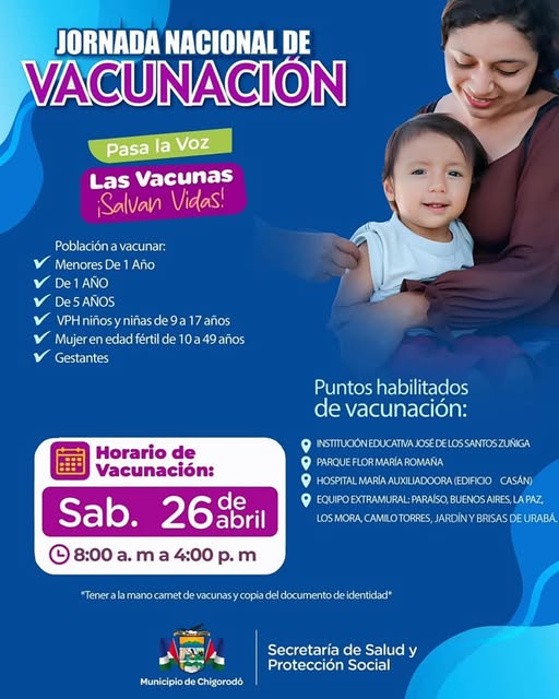 Vacunación para los niños de Chigorodó